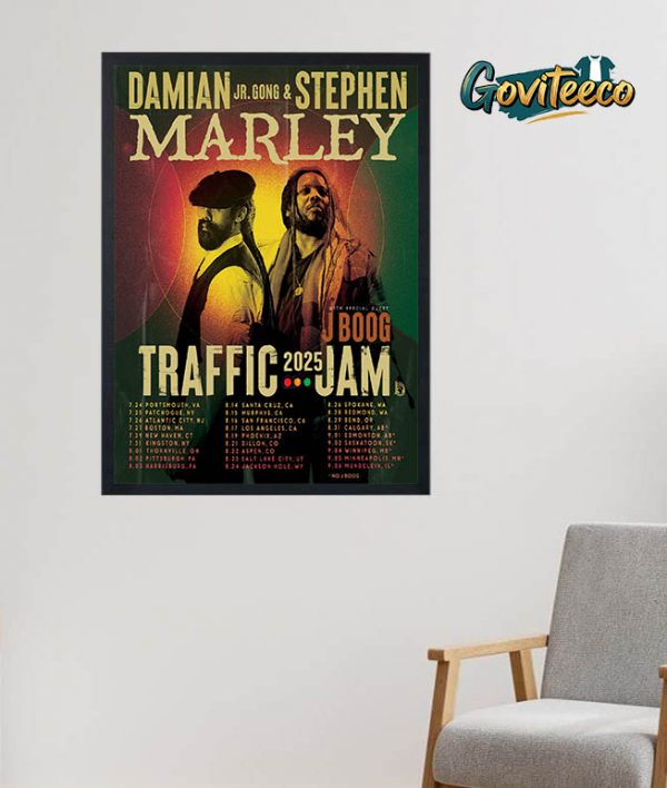 Damian Jr Gong Marley Combine Stephen Marley  With Special Guest J Boog Traffic Jam Tour 2025 Schedule Home Decor Poster Canvas