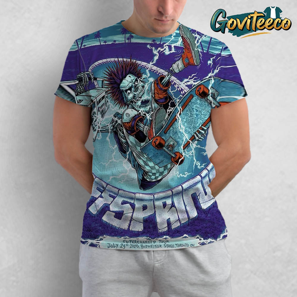 The Offspring Supercharged Worldwide North American Tour Poster Budweiser Stage Toronto On July 23rd 2025 All Over Print T-Shirt The Offspring Supercharged Worldwide North American Tour Poster Budweiser Stage Toronto On July 23rd 2025 All Over Print T-Shirt