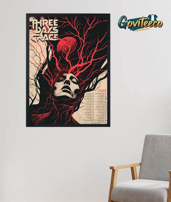 Three Day Grace Alienation 2025 Tour Album Graphic Schedule Cities List Home Decor Poster Canvas
